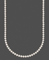 Polish your look with a perfect strand of pearls. Belle de Mer necklace features A+ Akoya cultured pearls (6-1/2-7 mm) set in 14k gold. Approximate length: 24 inches.