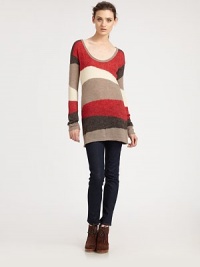Overwhelmingly soft sweater tunic with dropped shoulders and a graphically charged colorblock pattern. ScoopneckDropped shouldersLong sleevesAbout 33 from shoulder to hem40% acrylic/33% nylon/20% mohair/7% woolDry cleanImportedModel shown is 5'10 (177cm) wearing US size Small. Overwhelmingly soft sweater tunic with dropped shoulders and a graphically charged colorblock pattern. ScoopneckDropped shouldersLong sleevesAbout 33 from shoulder to hem40% acrylic/33% nylon/20% mohair/7% woolDry cleanImportedModel shown is 5'10 (177cm) wearing US size Small.