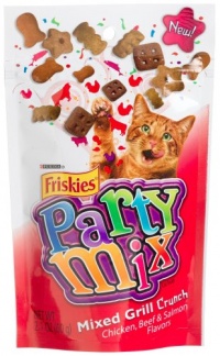 Friskies Party Mix, Mixed Grill Crunch Cat Treats, Chicken, Beef & Salmon Flavors, 2.1-Ounce Pouches (Pack of 10) Friskies Party Mix, Mixed Grill Crunch Cat Treats, Chicken, Beef & Salmon Flavors, 2.1-Ounce Pouches (Pack of 10)