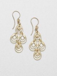 An 18k gold teardrop cascade design accented with brilliant diamonds. 18k goldDiamonds, .07 tcwDrop, about 1Hook backMade in Italy An 18k gold teardrop cascade design accented with brilliant diamonds. 18k goldDiamonds, .07 tcwDrop, about 1Hook backMade in Italy