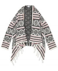 Chic boho style cardigan with fringe from Roxy and awesome Aztec pattern. Chic boho style cardigan with fringe from Roxy and awesome Aztec pattern.