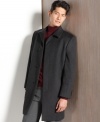Fight the cold and win the warmth in this sleek slim-fit Kenneth Cole coat.