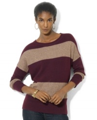 Wide stripes and a relaxed fit lend Lauren Jeans Co.'s soft cotton-blend sweater the feel of a timeless favorite.