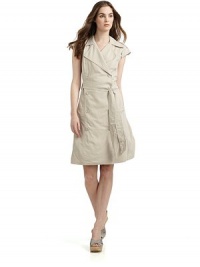 THE LOOKThe original washable silkNotch lapelFront button closureCap sleevesSeam detailsSelf tie beltFront slash pocketsTHE FITAbout 37 from shoulder to hemTHE MATERIALSilkCARE & ORIGINMachine wash ImportedModel shown is 5'10 (178cm) wearing US size Small. THE LOOKThe original washable silkNotch lapelFront button closureCap sleevesSeam detailsSelf tie beltFront slash pocketsTHE FITAbout 37 from shoulder to hemTHE MATERIALSilkCARE & ORIGINMachine wash ImportedModel shown is 5'10 (178cm) wearing US size Small.