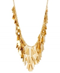 A sense of style takes shape in this frontal necklace from Robert Lee Morris. It's crafted from gold-tone mixed metal, with geometric fringe in gold tone adding postmodern appeal. Approximate length: 16 inches + 3-inch extender. Approximate drop: 3-1/2 inches. A sense of style takes shape in this frontal necklace from Robert Lee Morris. It's crafted from gold-tone mixed metal, with geometric fringe in gold tone adding postmodern appeal. Approximate length: 16 inches + 3-inch extender. Approximate drop: 3-1/2 inches.