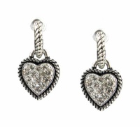 Alfani Earrings, Antique Silver Pave Crystal Heart Earrings Alfani Earrings, Antique Silver Pave Crystal Heart Earrings