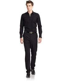 THE LOOKSlim fit silhouetteShirt collarFront button closure Pleated placketLong French cuff sleeves Shirttail hemBack yoke and seam detailsTHE MATERIALCottonFully linedCARE & ORIGINMachine washMade in Italy THE LOOKSlim fit silhouetteShirt collarFront button closure Pleated placketLong French cuff sleeves Shirttail hemBack yoke and seam detailsTHE MATERIALCottonFully linedCARE & ORIGINMachine washMade in Italy