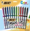 Bic Mark-It Color Collection Permanent Markers, Ultra Fine Point, Assorted, 12 Markers