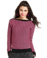 'Tis the season for stocking up on cute sweaters! This style from Say What? features a bold pattern and awesome boat neck design. 'Tis the season for stocking up on cute sweaters! This style from Say What? features a bold pattern and awesome boat neck design.