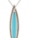 Judith Jack True Colors Sterling Silver, Marcasite and Turquoise Linear Pendant Necklace, 18