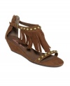 Fringe benefits. Add some movement and decorated fringe with American Rag's Cherie demi wedge sandals.