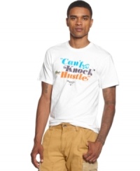 This Rocawear tee boasts a Knock the Hustle graphic that's sure to send a message. This Rocawear tee boasts a Knock the Hustle graphic that's sure to send a message.