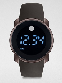 A modern timepiece with dual-time digital precision, is crafted from coated stainless steel with a comfortable silicone strap bracelet.LED digital displayTouch screenWater resistant to 3ATMStainless steel case: 45mm (1.77)Silicone strap braceletImported A modern timepiece with dual-time digital precision, is crafted from coated stainless steel with a comfortable silicone strap bracelet.LED digital displayTouch screenWater resistant to 3ATMStainless steel case: 45mm (1.77)Silicone strap braceletImported