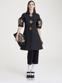 Dramatic sequined embroidery and unique, bold buttons dress up this wonderfully sculptural silhouette.Foldover collarDropped shoulder Puffed sleevesButton frontSide slash pocketsSequined embroideryFully lined49% polyester/40% wool/10% nylon/1% cottonDry cleanMade in Italy of imported fabricModel shown is 5'11 (180cm) wearing US size 4. Dramatic sequined embroidery and unique, bold buttons dress up this wonderfully sculptural silhouette.Foldover collarDropped shoulder Puffed sleevesButton frontSide slash pocketsSequined embroideryFully lined49% polyester/40% wool/10% nylon/1% cottonDry cleanMade in Italy of imported fabricModel shown is 5'11 (180cm) wearing US size 4.