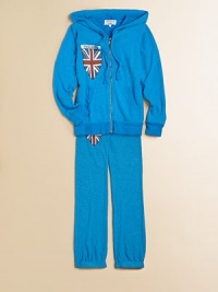 The English flag adds British charm to an essential vintage varsity, front-zip hoodie.Attached hoodLong sleevesFull-zip frontFront pouch pockets47% rayon/47% polyester/6% spandexHand wash or machine washMade in USA The English flag adds British charm to an essential vintage varsity, front-zip hoodie.Attached hoodLong sleevesFull-zip frontFront pouch pockets47% rayon/47% polyester/6% spandexHand wash or machine washMade in USA