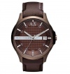 A|X Armani Exchange Watch, Men's Brown Leather Strap 46mm AX2123