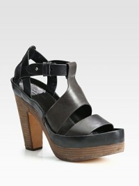 Bands of supple leather and a towering stacked wooden heel make for an instant favorite. Stacked wooden heel, 4¾ (120mm)Wooden platform, 1¼ (30mm)Compares to a 3½ heel (90mm)Adjustable strapLeather upperLeather lining and solePadded insoleImported Bands of supple leather and a towering stacked wooden heel make for an instant favorite. Stacked wooden heel, 4¾ (120mm)Wooden platform, 1¼ (30mm)Compares to a 3½ heel (90mm)Adjustable strapLeather upperLeather lining and solePadded insoleImported