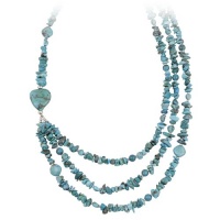 Sterling Silver and Turquoise Nugget 3 Row Necklace, 20+3 Extender Sterling Silver and Turquoise Nugget 3 Row Necklace, 20+3 Extender
