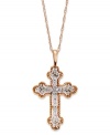 A sparkling representation of your faith. This beautiful cross pendant features round-cut diamonds (1/2 ct. t.w.) in 14k rose gold. Approximate length: 18 inches. Approximate drop: 1 inch.