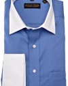 Trump Men's Spread Collar Twill Solid Woven Shirt