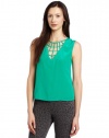 BCBGMAXAZRIA Women's Elena Sleeveless Top With V-Neck