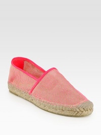 A textured espadrille design crafted in Spain, amplified with soft mesh in neon hues. Mesh upper with faux leather trimRubber solePadded insoleMade in Spain A textured espadrille design crafted in Spain, amplified with soft mesh in neon hues. Mesh upper with faux leather trimRubber solePadded insoleMade in Spain