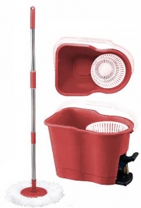 MopAway Dry/Wet Microfiber Super Absorbent Floor Mop with Bucket, Burgundy MopAway Dry/Wet Microfiber Super Absorbent Floor Mop with Bucket, Burgundy