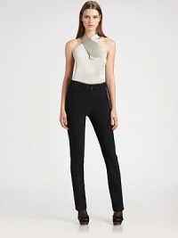 EXCLUSIVELY AT SAKS. Finespun Italian wool, tailored with a flattering high waist cinched with a jeweled-buckle belt.High waist with belt loopsIncluded self belt with jeweled buckleSlim legConcealed side zipSilk liningInseam, about 3596% wool/4% elastaneDry cleanImported of Italian fabricModel shown is 5'9½ (176cm) wearing US size 4. EXCLUSIVELY AT SAKS. Finespun Italian wool, tailored with a flattering high waist cinched with a jeweled-buckle belt.High waist with belt loopsIncluded self belt with jeweled buckleSlim legConcealed side zipSilk liningInseam, about 3596% wool/4% elastaneDry cleanImported of Italian fabricModel shown is 5'9½ (176cm) wearing US size 4.
