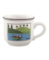 Villagers row gently down the stream on this Design Naif after-dinner cup, featuring premium Villeroy & Boch porcelain. Villagers row gently down the stream on this Design Naif after-dinner cup, featuring premium Villeroy & Boch porcelain.