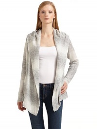 THE LOOKStriped designShawl collar with hoodLong sleevesOpen front Front ribbed pocketsTHE FITAbout 29 from shoulder to hemTHE MATERIAL41% acrylic/27% nylon/18% wool/14% mohairCARE & ORIGINMachine washImportedModel shown is 5'9 (175cm) wearing US size 4. THE LOOKStriped designShawl collar with hoodLong sleevesOpen front Front ribbed pocketsTHE FITAbout 29 from shoulder to hemTHE MATERIAL41% acrylic/27% nylon/18% wool/14% mohairCARE & ORIGINMachine washImportedModel shown is 5'9 (175cm) wearing US size 4.