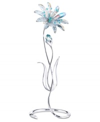 Always in bloom, the Paradise Dellaria flower figurine refracts light in iridescent Swarovski crystal that changes color when you change your perspective. With a graceful, silvertone metal stem. Always in bloom, the Paradise Dellaria flower figurine refracts light in iridescent Swarovski crystal that changes color when you change your perspective. With a graceful, silvertone metal stem.