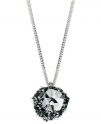 A modern treasure from Swarovski. This shimmering necklace flaunts a clear crystal pendant encrusted with Crystal Silvernight chatons. Crafted in rhodium-plated mixed metal. Approximate length: 14 inches + 2-inch extender. Approximate drop: 1/2 inch. A modern treasure from Swarovski. This shimmering necklace flaunts a clear crystal pendant encrusted with Crystal Silvernight chatons. Crafted in rhodium-plated mixed metal. Approximate length: 14 inches + 2-inch extender. Approximate drop: 1/2 inch.