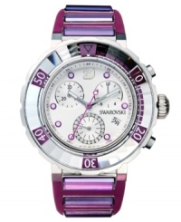 Highlight your bright style with this fuchsia-colored Octea collection watch from Swarovski. Highlight your bright style with this fuchsia-colored Octea collection watch from Swarovski.