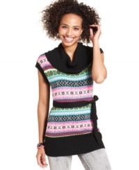 Give your sweater closet a serious color boost with Sweater Project's graphic belted tunic! Give your sweater closet a serious color boost with Sweater Project's graphic belted tunic!