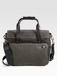 Waxwear brief, roomy enough to tote around all of your essentials, will burnish and patina with age.Flap, zip closureDouble top handlesRemovable shoulder strapExterior, interior zip pocketsWaxed cotton/leather12W x 15H x 6DImported Waxwear brief, roomy enough to tote around all of your essentials, will burnish and patina with age.Flap, zip closureDouble top handlesRemovable shoulder strapExterior, interior zip pocketsWaxed cotton/leather12W x 15H x 6DImported