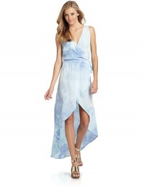 THE LOOKWrap designTonal tie-dyedV-neckSleevelessBanded waist with gathered detailsSide tie closureHi-low tulip hem Elastic back waist THE FITAbout 60 from shoulder to hemTHE MATERIALRayonCARE & ORIGINDry cleanMade in USAModel shown is 5'11 (180cm) wearing US size Small. THE LOOKWrap designTonal tie-dyedV-neckSleevelessBanded waist with gathered detailsSide tie closureHi-low tulip hem Elastic back waist THE FITAbout 60 from shoulder to hemTHE MATERIALRayonCARE & ORIGINDry cleanMade in USAModel shown is 5'11 (180cm) wearing US size Small.