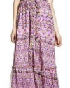 MM Couture by Miss Me Pink, Purple, Orange Mixed Print Chiffon Maxi-Dress with Adjustable Spaghetti Straps