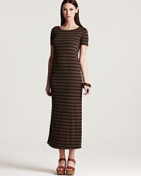 Line up your look in a striped Theory maxi dress--smart in black and brown for work-to-weekend chic.
