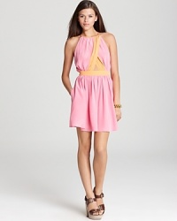 Work this season's sorbet palette with this silky Juicy Couture dress. Finish the style with a strappy bikini and sky-high wedges and move from the beach to the bar with ease. Work this season's sorbet palette with this silky Juicy Couture dress. Finish the style with a strappy bikini and sky-high wedges and move from the beach to the bar with ease.