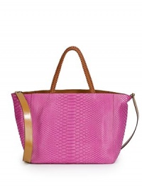 THE LOOKContrast braided leather shoulder strapsRemovable contrast flat leather crossbody strapRectangular silhouette of bright pythonMagnetic top closureRemovable center zip compartment with front logo detailOne inside open pocketTwo inside zip pockets with logo pullTHE MEASUREMENTCrossbody strap, 21 dropShoulder straps, 6½ dropTote, 11½W X 9½H X 7DZip compartment THE LOOKContrast braided leather shoulder strapsRemovable contrast flat leather crossbody strapRectangular silhouette of bright pythonMagnetic top closureRemovable center zip compartment with front logo detailOne inside open pocketTwo inside zip pockets with logo pullTHE MEASUREMENTCrossbody strap, 21 dropShoulder straps, 6½ dropTote, 11½W X 9½H X 7DZip compartment
