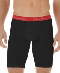 Stay cool and comfortable your whole ride long with the extra-long coverage of this Calvin Klein underwear. Stay cool and comfortable your whole ride long with the extra-long coverage of this Calvin Klein underwear.