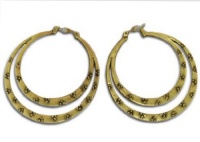 Lucky Brand Antique Gold Double Hoop Etched Stud Earrings JLRU6322 Lucky Brand Antique Gold Double Hoop Etched Stud Earrings JLRU6322