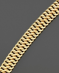 Glittering gold for everyday luxe. This 18k gold infinity-link mesh will add the perfect final touches before you walk out the door. Approximate length: 7-1/2 inches. Glittering gold for everyday luxe. This 18k gold infinity-link mesh will add the perfect final touches before you walk out the door. Approximate length: 7-1/2 inches.
