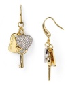 Michael Kors Charm Drop Logo Pave Heart Earrings - Gold / Silver
