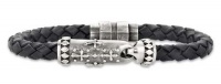 J.Goodman Sterling Silver Black Braided Leather Bracelet 8 1/2 J.Goodman Sterling Silver Black Braided Leather Bracelet 8 1/2