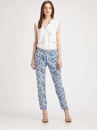 Silk pants in a skinny leg silhouette with a timeless, tropical print and comfortable elastic waistband. Elastic waistbandInseam, about 30SilkDry cleanImportedModel shown is 5'10 (177cm) wearing US size Small. Silk pants in a skinny leg silhouette with a timeless, tropical print and comfortable elastic waistband. Elastic waistbandInseam, about 30SilkDry cleanImportedModel shown is 5'10 (177cm) wearing US size Small.
