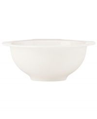 Lenox combines the versatility of whiteware with unique baroque shaping in the Regency Silhouette fruit bowl, featuring glossy white porcelain for every day, any occasion. Lenox combines the versatility of whiteware with unique baroque shaping in the Regency Silhouette fruit bowl, featuring glossy white porcelain for every day, any occasion.
