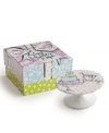 A sweet surprise, Rosanna's Happy Birthday cupcake stand will be the icing on her cake. Polka-dotted porcelain with three layers of paisley and a ruffled edge make it a truly special birthday treat. With matching gift box.