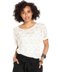 Add texture to a minimalist day or night look with an open-knit pullover from BCX that ranks high on the cute scale! Add texture to a minimalist day or night look with an open-knit pullover from BCX that ranks high on the cute scale!