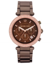 Begin your day with espresso-toned elegance with this chronograph watch from Michael Kors. Begin your day with espresso-toned elegance with this chronograph watch from Michael Kors.